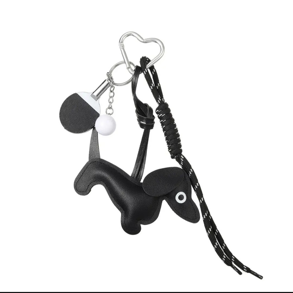 Dashound Keychain with Heart Clip